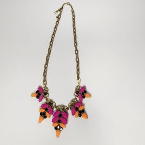 VINTAGE J CREW TUTTI FRUTTI GOLD TONE BIB NECKLACE